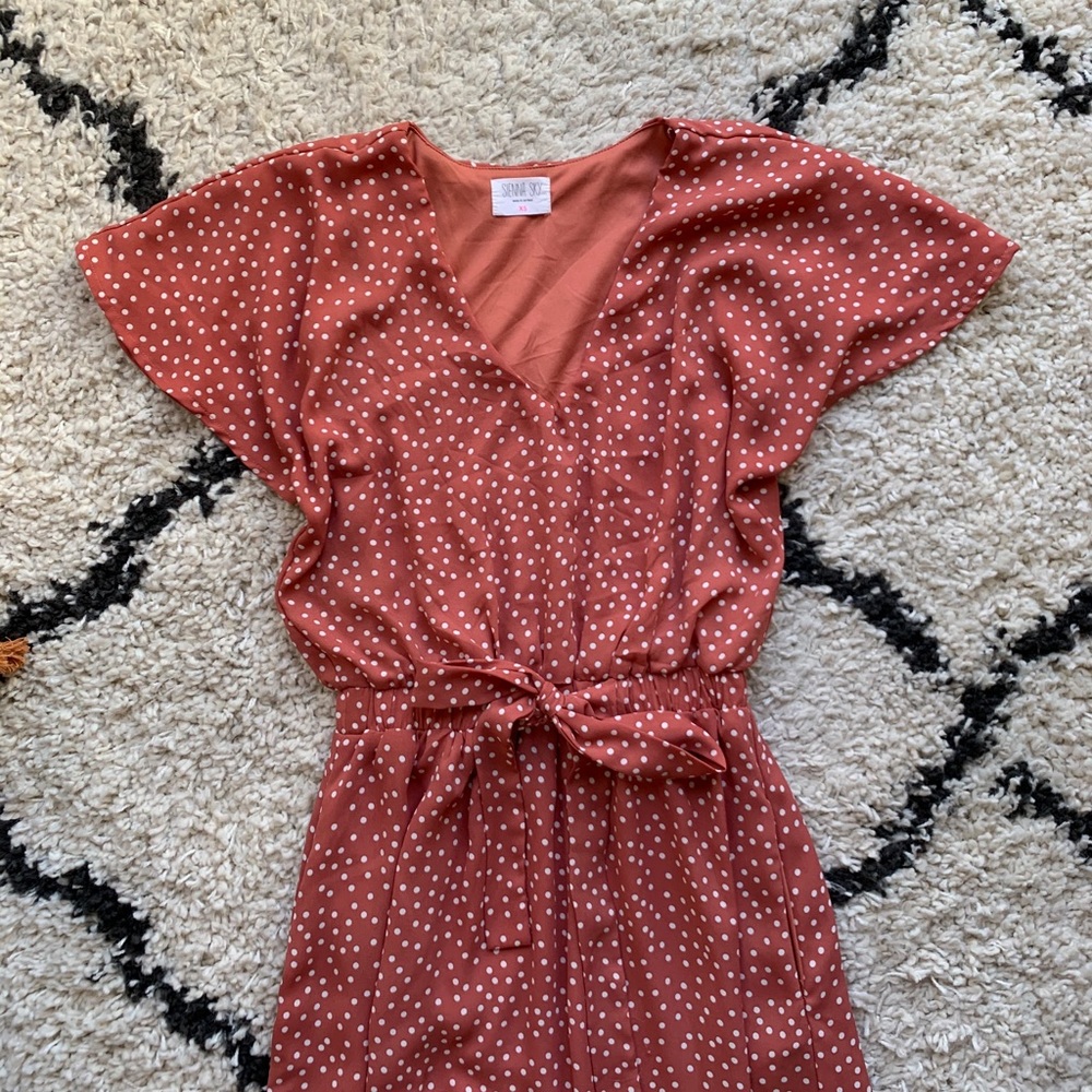 Sienna Sky Coral Pink Polka Dot Maxi Dress